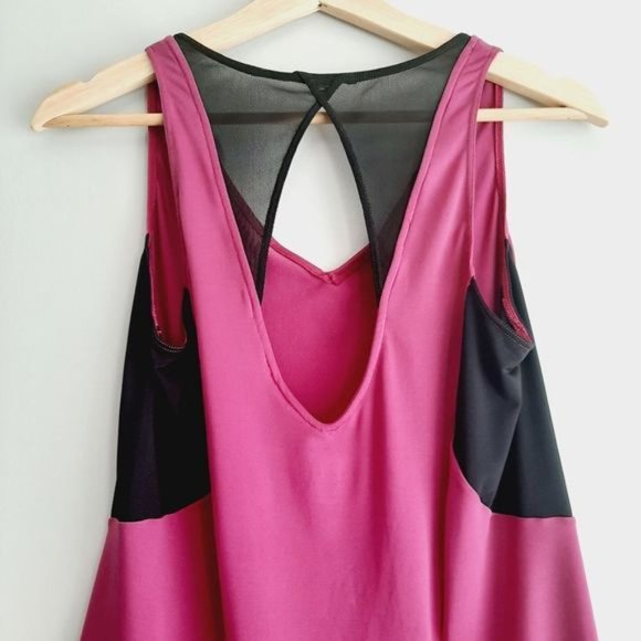 SUGOI Jackie Light V-Neck Cut-Out Back Tank Top Pink & Black Sz M - Picture 7 of 12